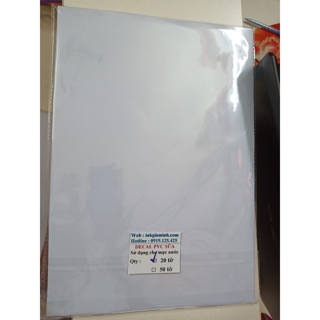 COMBO 10 XẤP  DECAL PVC TRẮNG SỮA- KHỔ A4