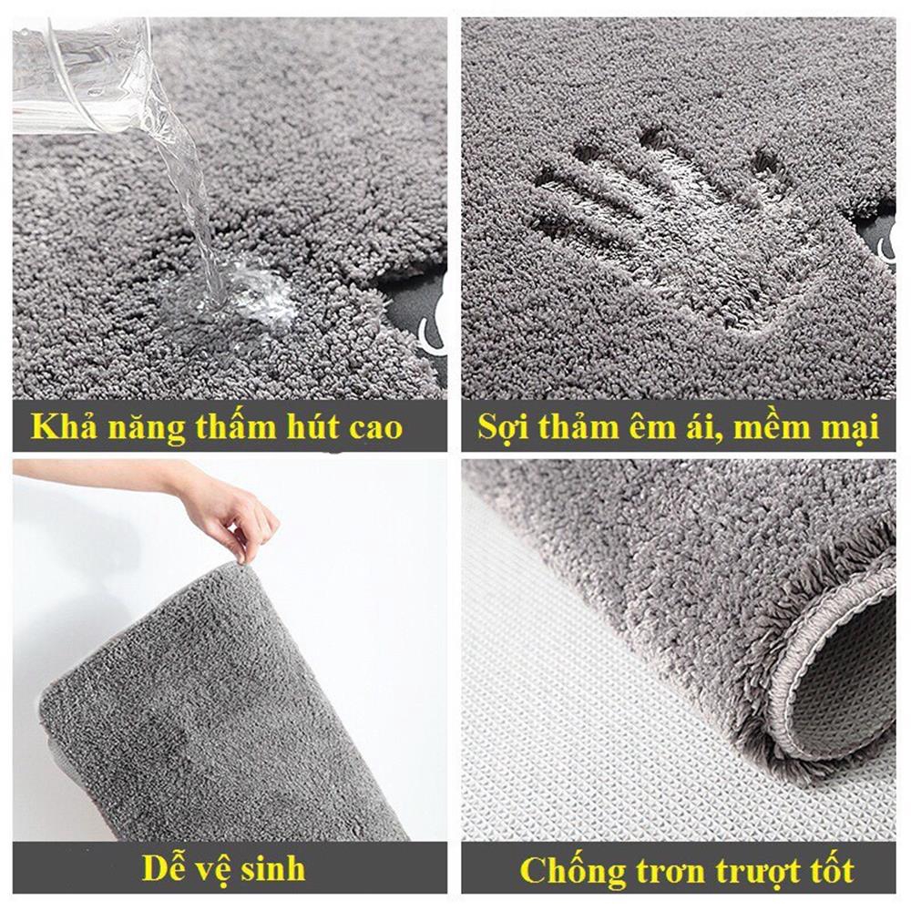 Thảm lau chùi chân trải sàn nhà tắm mặt lông cừu thấm nước lớp dưới chống trượt cỡ 60*40cm mã 27006