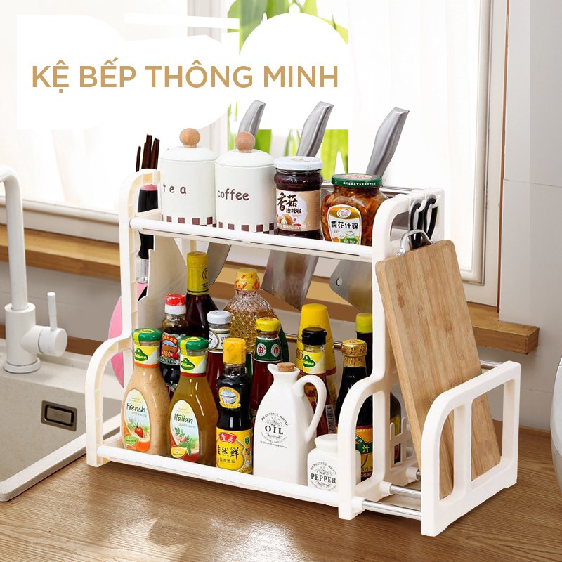 Kệ gia vị, kệ để đồ dùng nhà bếp 2 tầng nhỏ gọn, tiết kiệm diện tích - TS3623