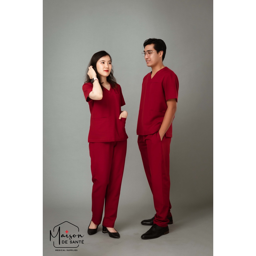 Bộ Scrubs Nam Cổ Tim Cao Cấp Nhiều Màu Sắc - Đồng Phục Phòng Mổ, Spa, Phòng Khám - LUCAS Maison de Santé