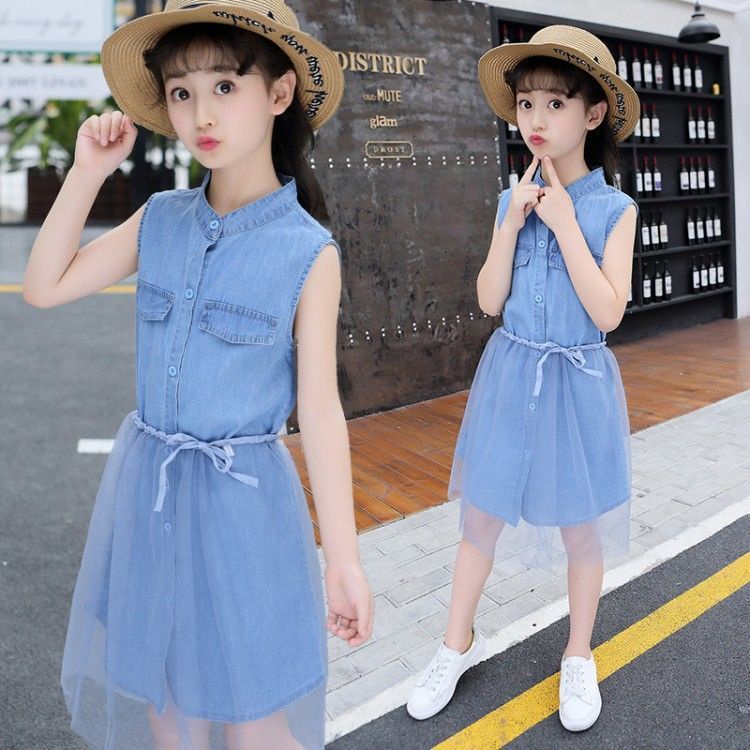 Đầm Denim Không Tay Thời Trang Mùa Hè Dành Cho Bé Gái Từ 2022 Từ 3 Đến 4 Đến 5-6 Đến 7 Đến 8 Đến 9-10 Đến 11-12 Tuổi