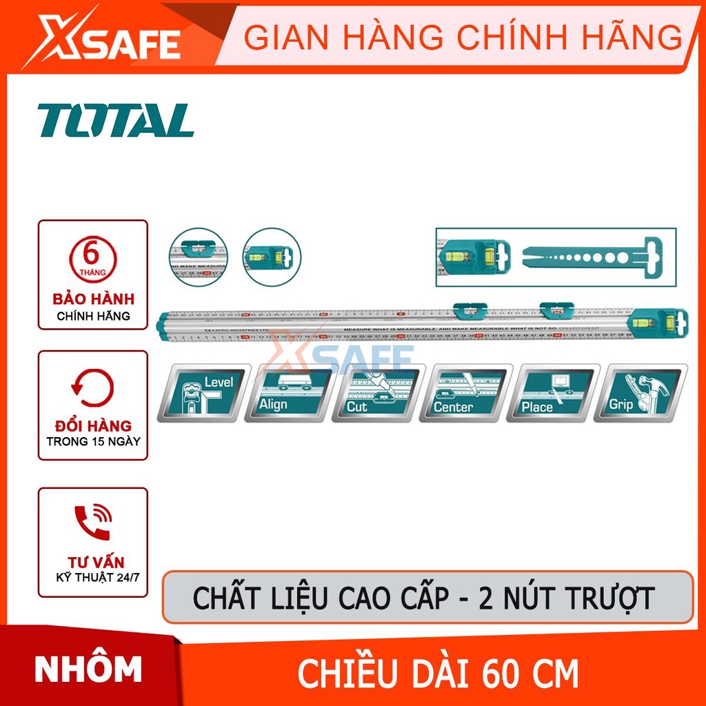 Thước cặp đo lường TOTAL TMT646003 chiều dài 60cm, thước nhôm 2 nút trượt dễ đọc, cấu trúc tam giác mạnh mẽ - CHÍNH HÃNG