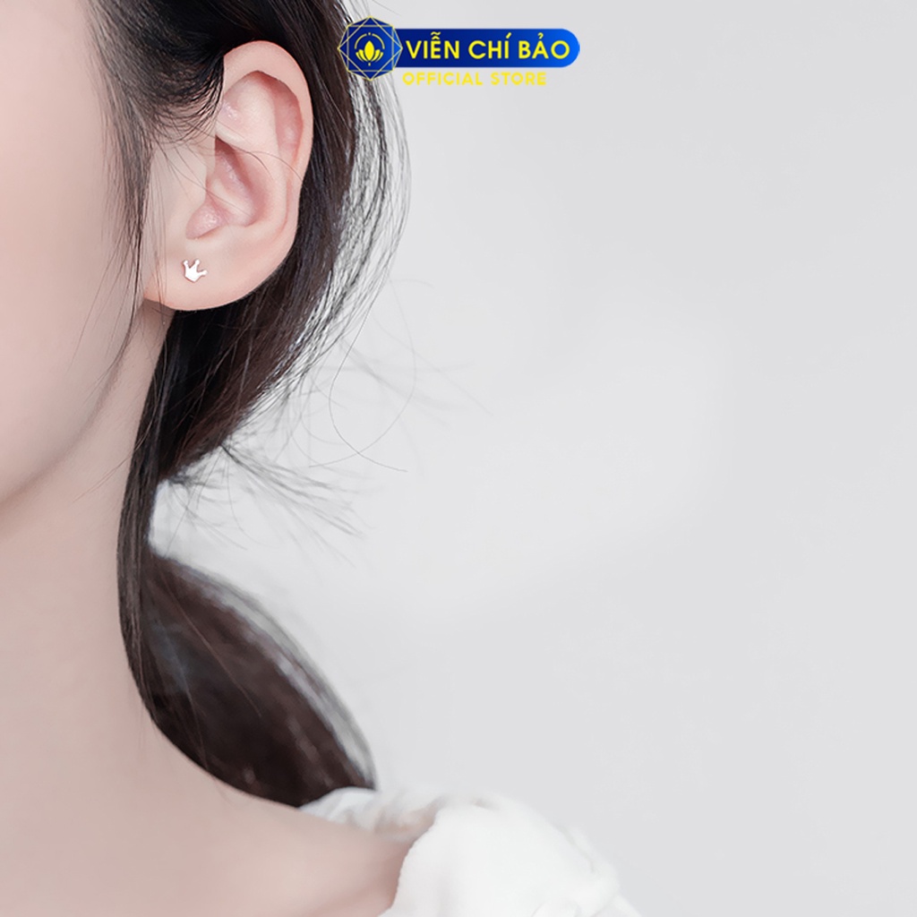 Bông tai vương miện chất liệu bạc 925 thời trang phụ kiện trang sức nữ thương hiệu Viễn Chí Bảo E075