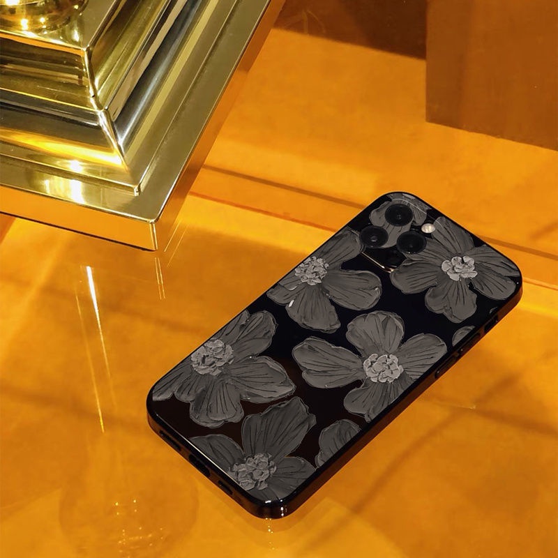 Ốp Điện Thoại Họa Tiết Tranh Sơn Dầu Nền Đen Cho Iphone 11 12promax/13 XR/8Plus/Xs/7P/6/X