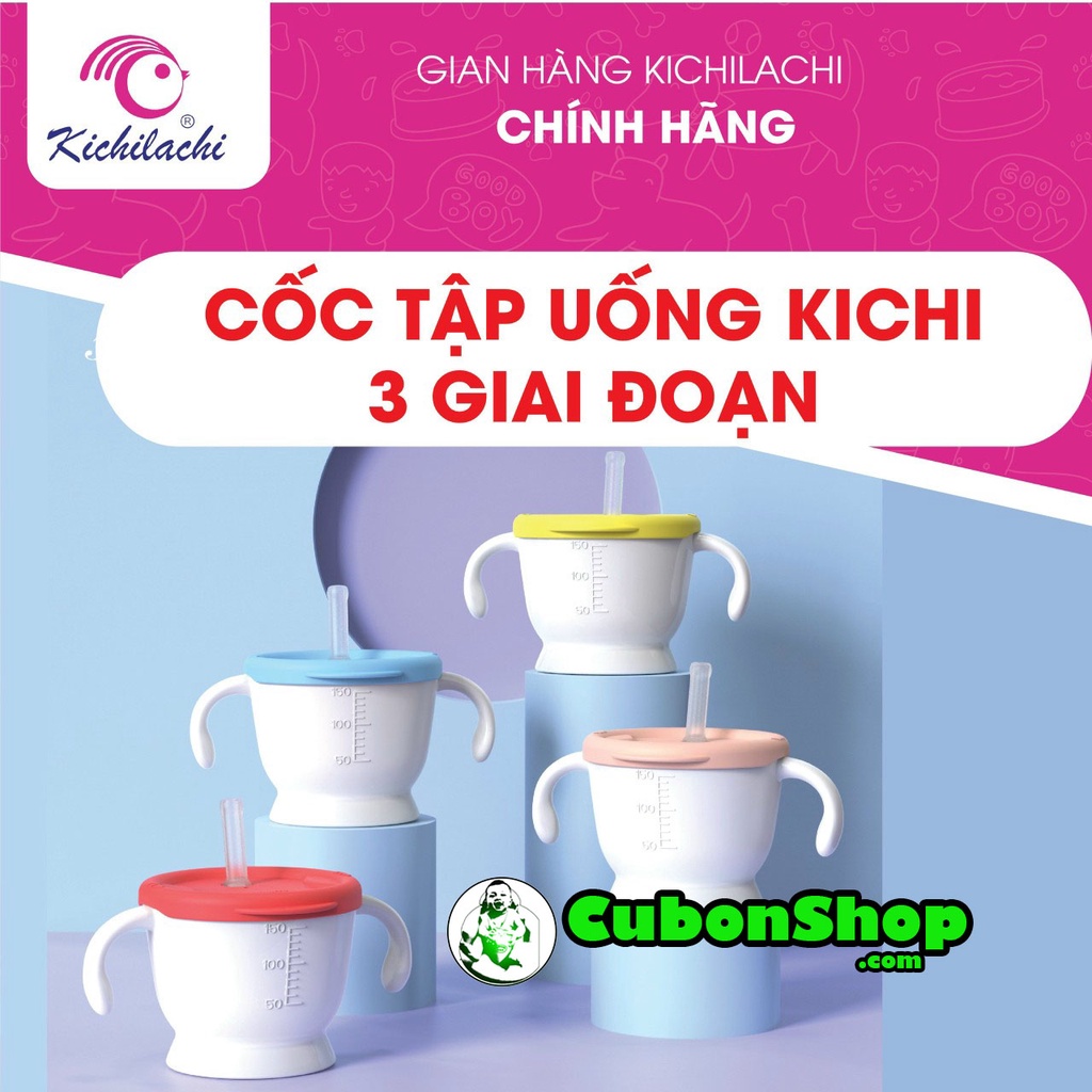 Cốc tập uống, tập hút 3 giai đoạn Kichilachi 150ml chính hãng cho bé