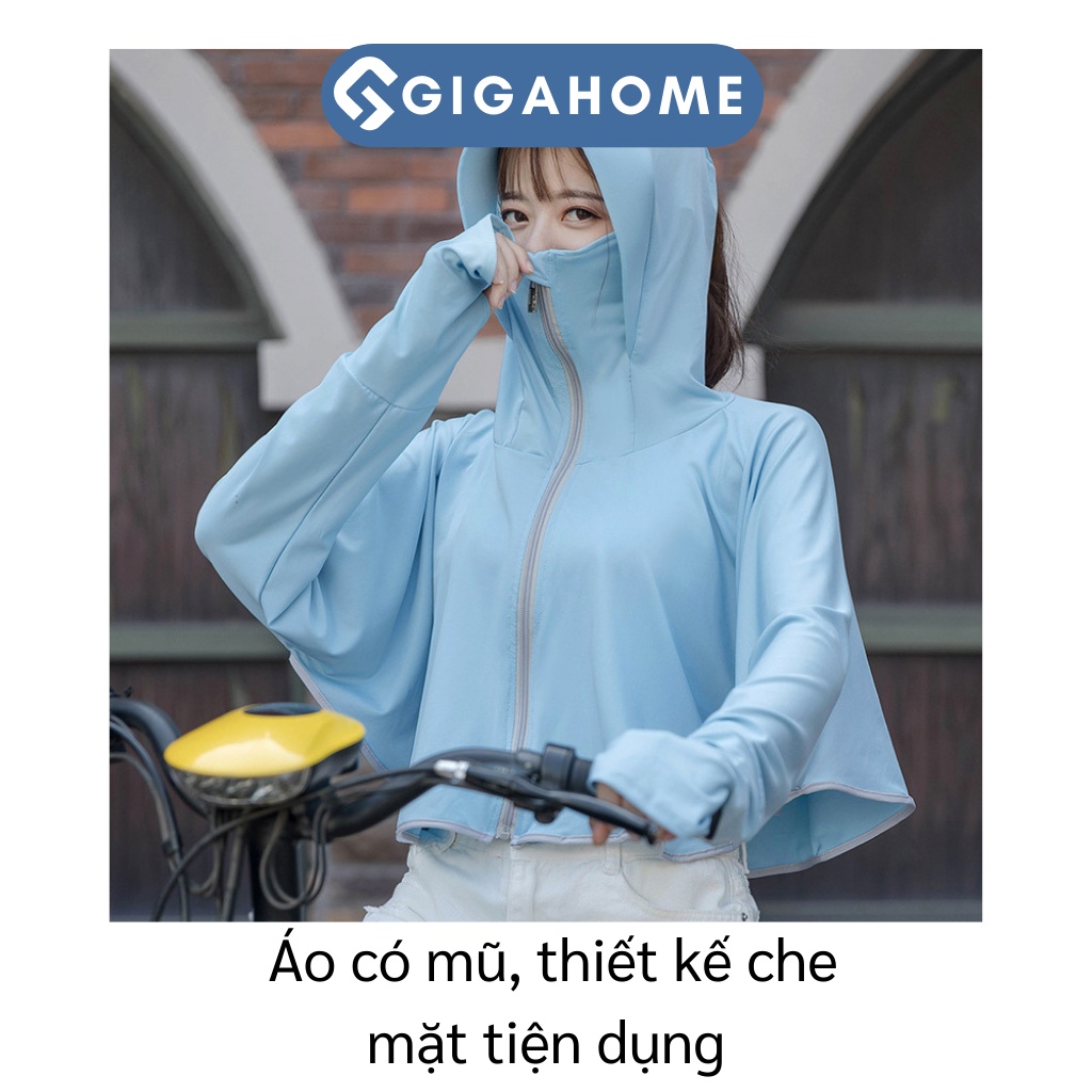 Áo Khoác Nữ Chống Nắng Tia UV tay Dài Có Mỹ Trùm Đầu Dáng Xòe Croptop GIGAHOME 9332
