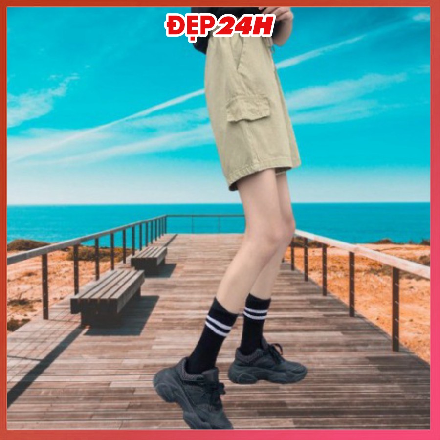Quần short kaki nam nữ có nắp túi, quần đùi unisex Đẹp 24 giờ, ống rộng thoải mái, nhiều màu sắc QH.50