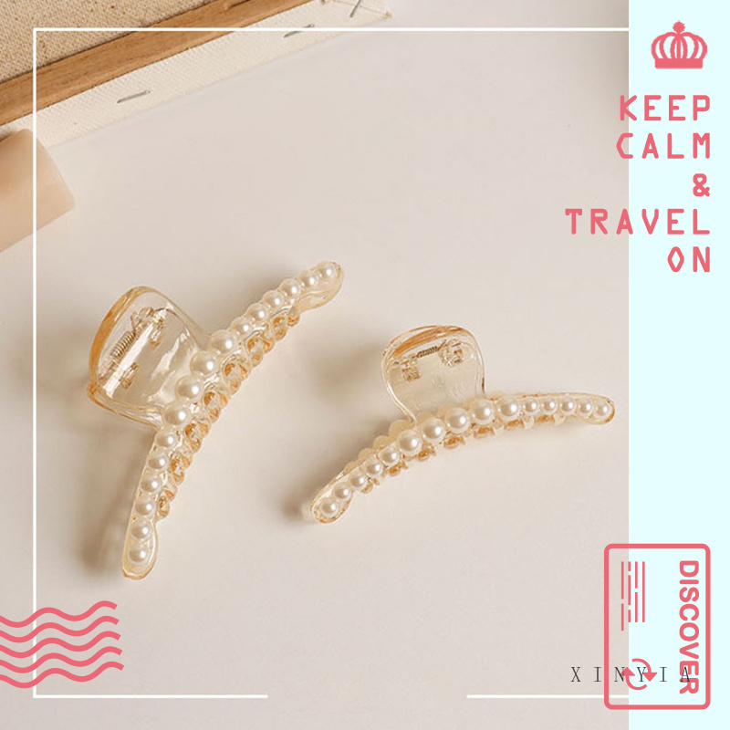 Kẹp tóc kim loại đính ngọc trai nhân tạo phong cách sang trọng cho nữ