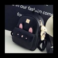 Balo da mini mặt mèo tai hồng cute