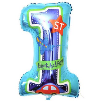 Bong bóng số 1st size 38cm XANH VÀ HỒNG trang trí sinh nhật cho bé 1 tuổi Phụ kiện trang trí sinh nhật happy birthday