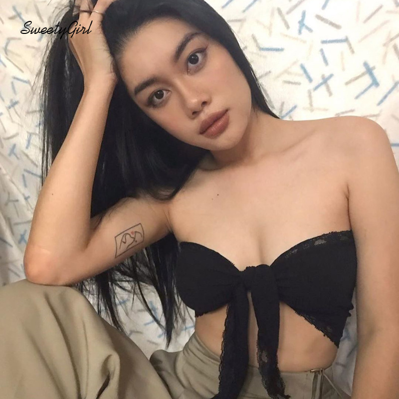 Áo Ống Ren Màu Trơn Trễ Vai Quyến Rũ Dành Cho Nữ