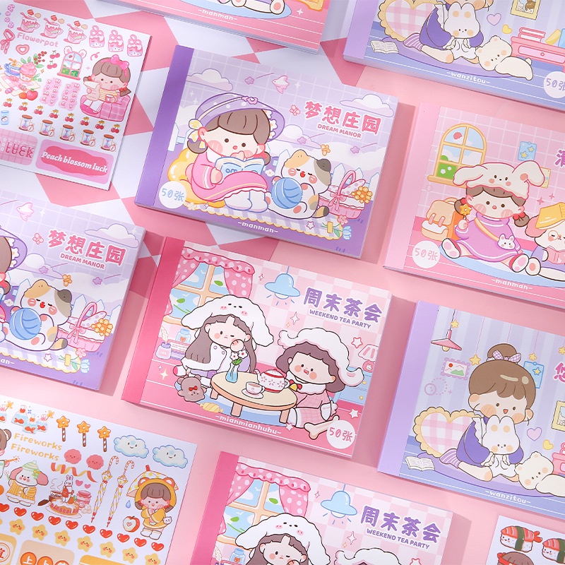 Set 50 Miếng Dán Dễ Thương Dùng Trang Trí Sổ Tay/ Nhật Ký