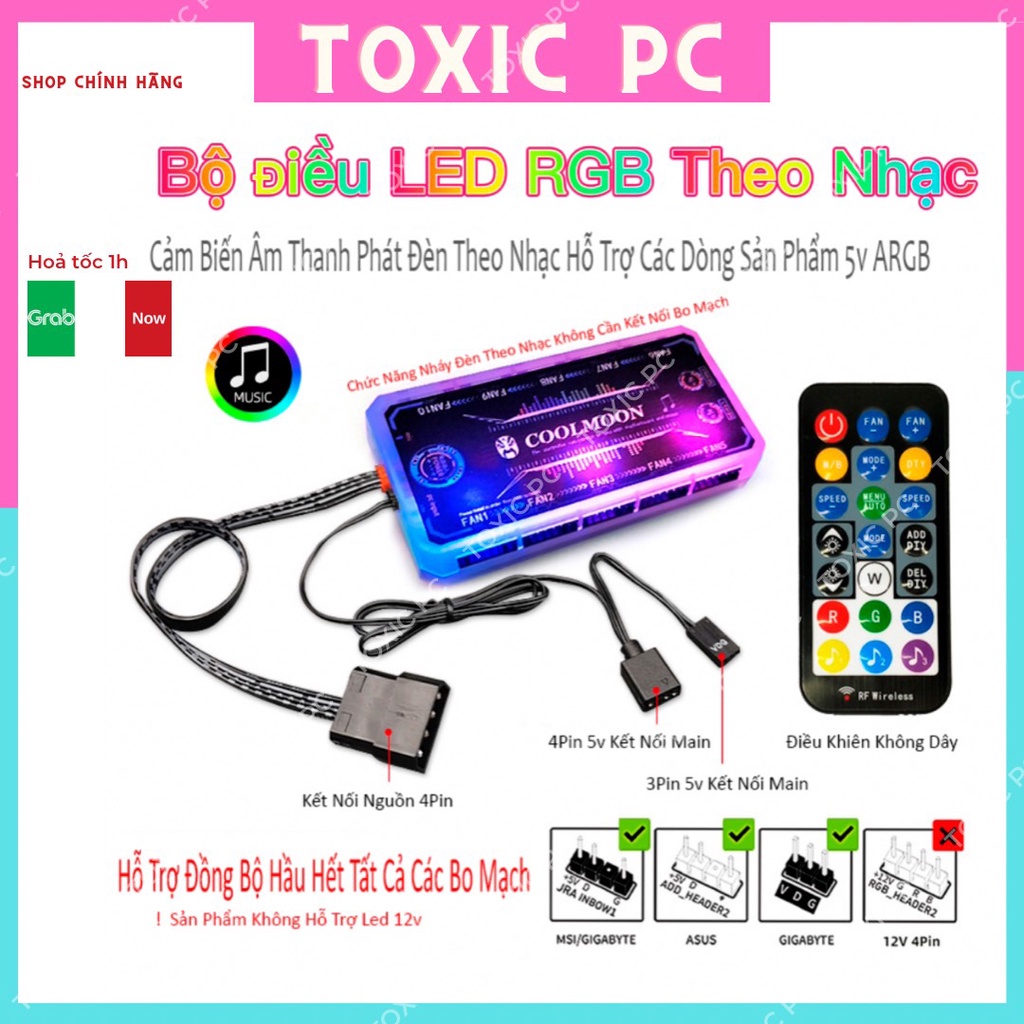 Bộ Hub Coolmoon đồng bộ Mainboard, Sync Mainboard,Nháy Đèn Theo Nhạc Cập Nhập Liên Tục Bản Mới