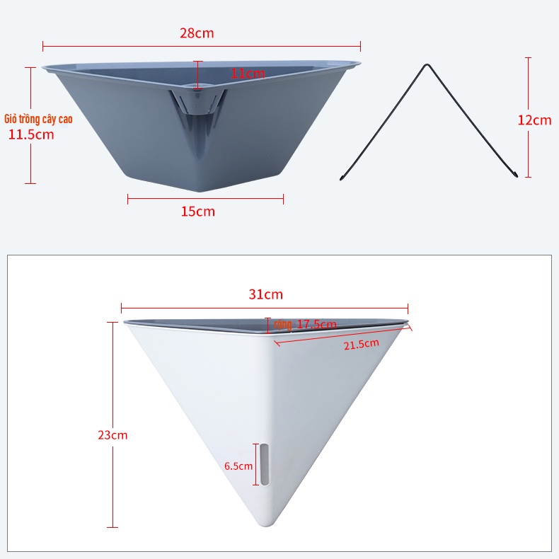 Chậu cây treo tường Oliz K104. Chậu trồng cây có chức năng tự tưới nước cho cây