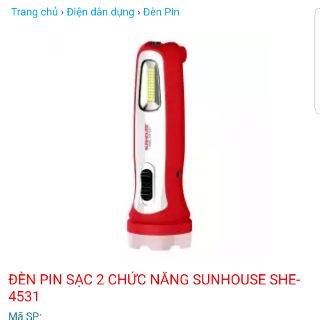 Đèn pin sạc 2 chức năng Sunhouse SHE-4531