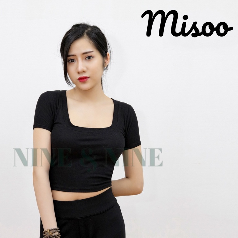 Áo Thun Nữ - Trơn Tay Ngắn Cổ Vuông Freesize Bozip body kiểu dáng Hàn Quốc chất liệu nỉ nhập khẩu Cao Cấp