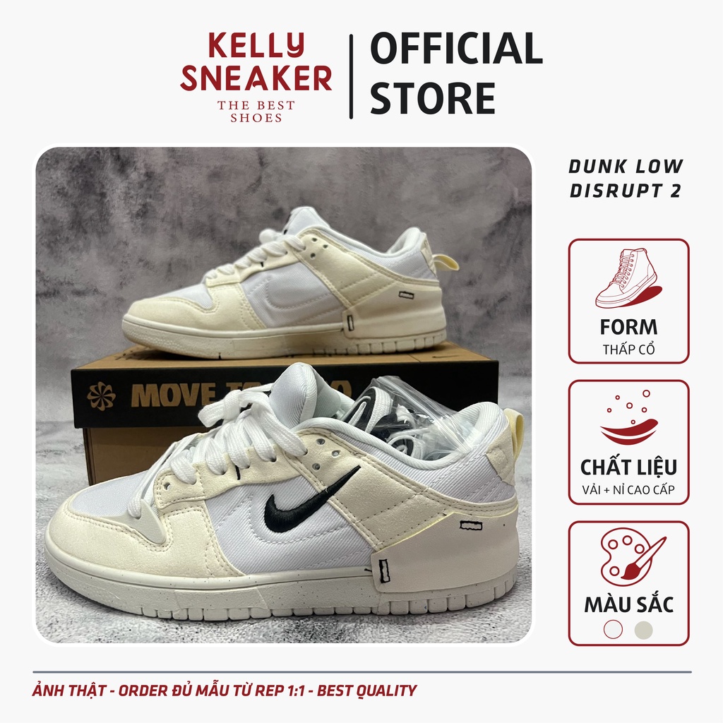 Giày Thể Thao Sneaker Dunk Low Disrupt 2 Brown Pale Màu Be Trắng - Bản Cao Cấp