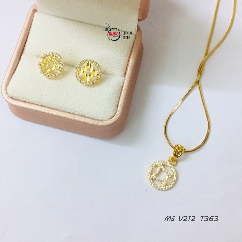 Set bông Tai Và Dây CHuyền Nữ V212 T363 Đính Đá Nữ