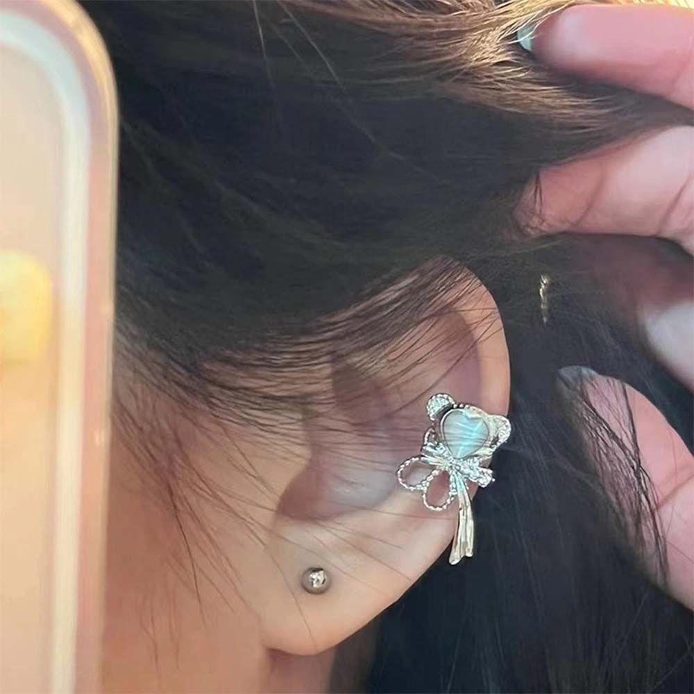 Khuyên Vành Tai Hình Nơ Đính Đá Thời Trang Cho Nữ
