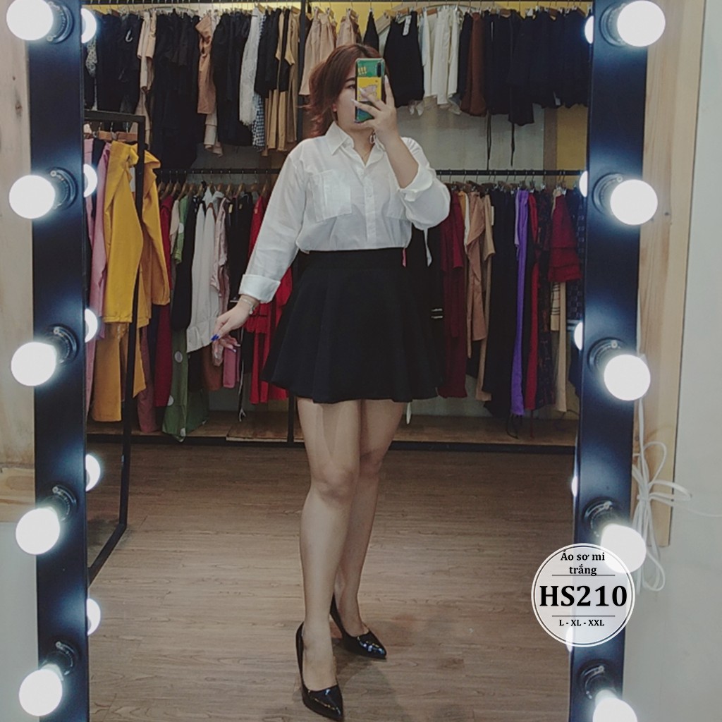 Áo sơ mi nữ bigsize 55-90kg HS210- Áo kiểu chuẩn sơ mi trắng tay dài bigsize - Cho người béo mập - màu trắng - L XL XXL | BigBuy360 - bigbuy360.vn