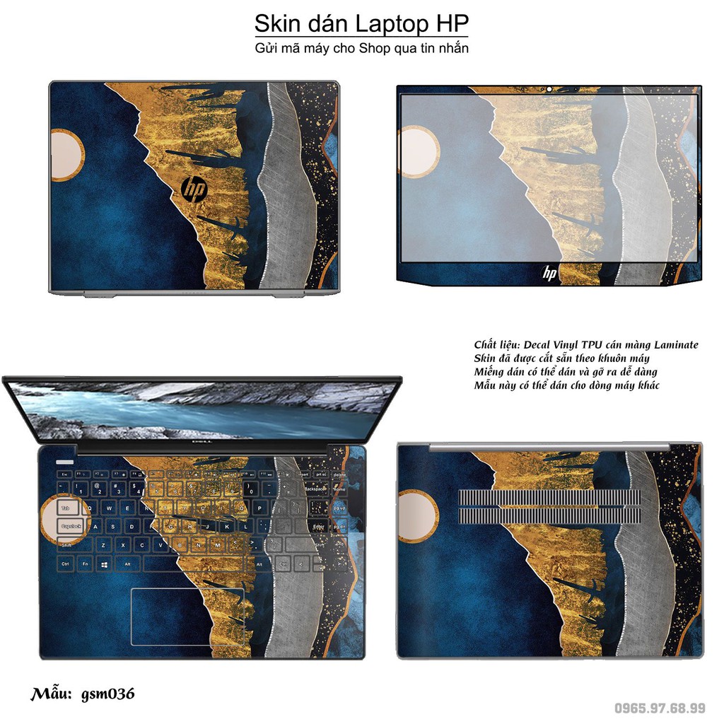 Skin dán Laptop HP in hình giả sơn mài (inbox mã máy cho Shop)