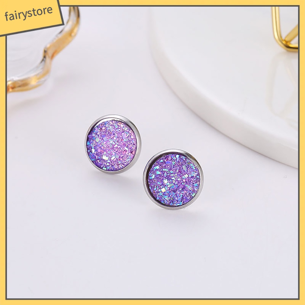 Đôi bông tai hình tròn bằng thép không gỉ kiểu dáng thời trang phong cách cho nữ