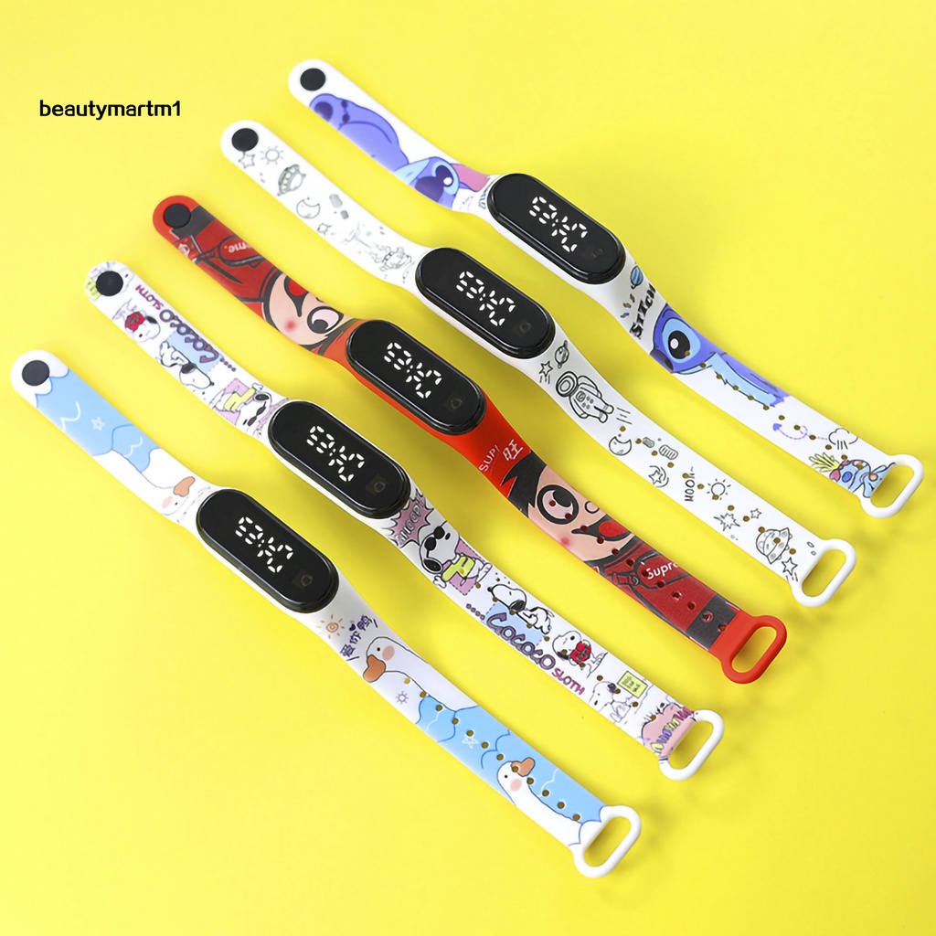 Đồng Hồ Đeo Tay Điện Tử Beautymartm1 Màn Hình LED Chống Thấm Nước Họa Tiết Hoạt Hình Dễ Thương Cho Bé
