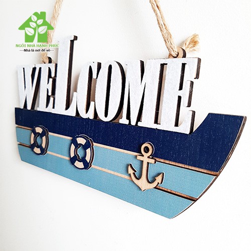 Bảng gỗ decor trang trí SHOP Mẫu BM_159 CON TÀU WELCOME