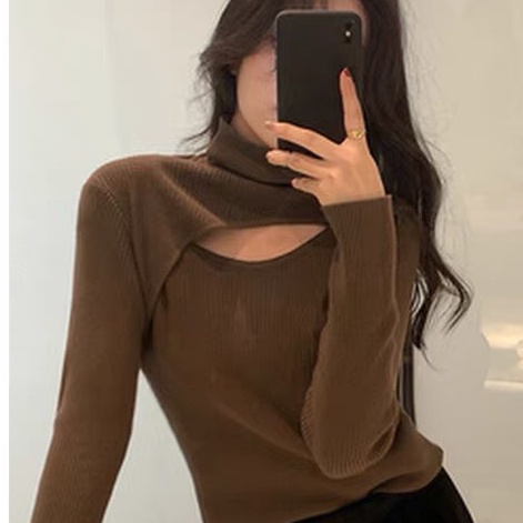 Áo giữ nhiệt nữ cổ lọ cách điệu khoét cổ cao cấp hot trend AT239
