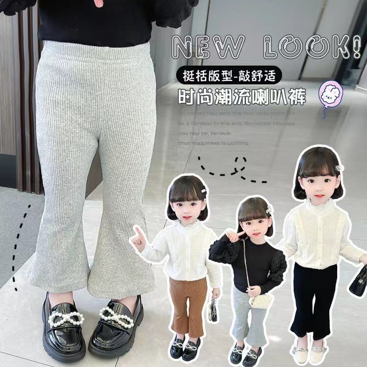 Quần Dài Ống Loe Màu Sắc Đơn Giản Cho Bé Gái
