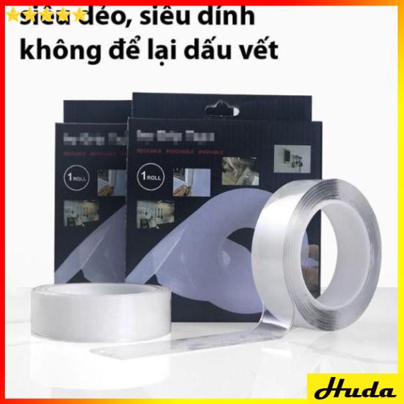 BĂNG KEO NANO 2 MẶT SIÊU DÍNH TRONG SUỐT - BĂNG DÍNH HAI MẶT ĐA NĂNG CƯỜNG LỰC 1M 3M 5M  -  đồ làm mộc