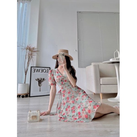 D125 VÁY XANH HOA HỒNG