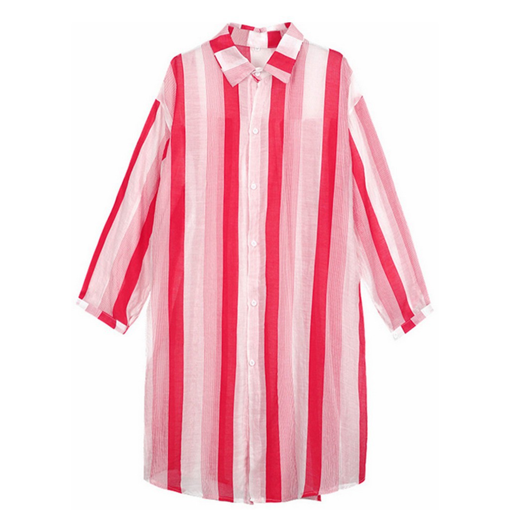 FREESHIP ĐƠN 99K_ Áo sơ mi dài đến gối kẻ sọc thời trang phong cách dành cho nữ | BigBuy360 - bigbuy360.vn