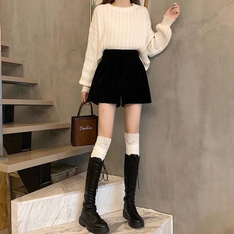 B&amp;G Quần Short Lưng Cao Ống Rộng Phong Cách Hàn Quốc Cho Nữ quần đùi nữ JL-DK-23