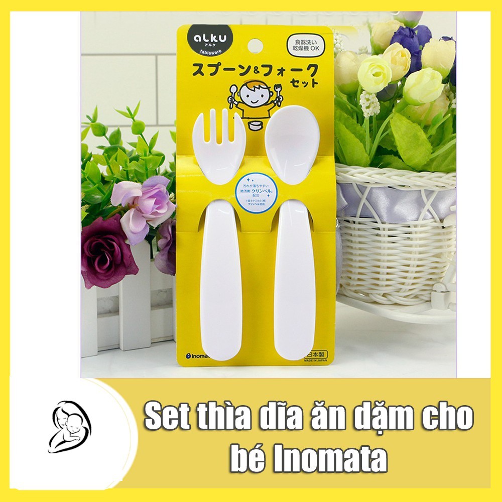 Sét 2 THÌA DĨA nhựa INOMATA Nhật Bản hỗ trợ ăn dặm