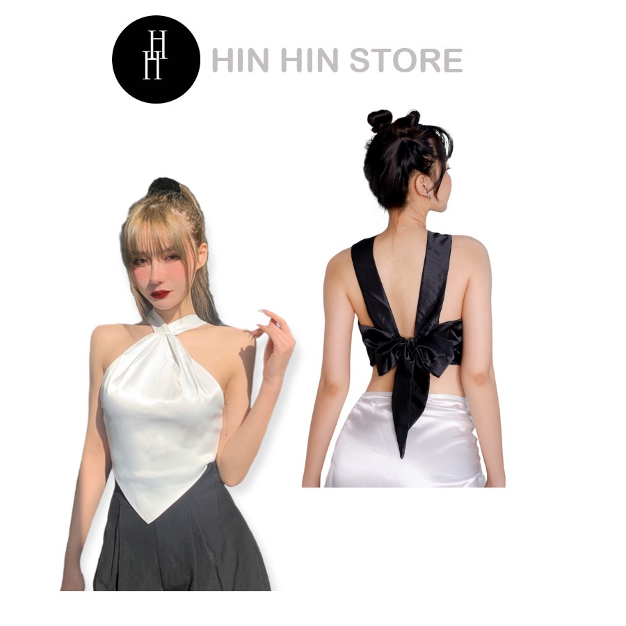 Áo croptop lụa HAC140 Hỉn Hỉn Store