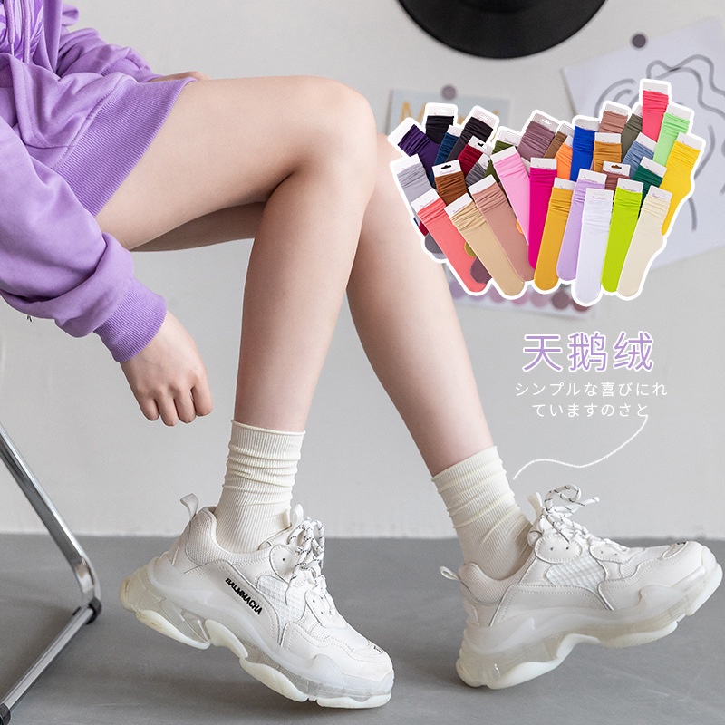 Tất nhún cao cổ nam nữ vớ gân tăm thông khí thoáng mát mùa hè, nhiều màu sắc Sollle