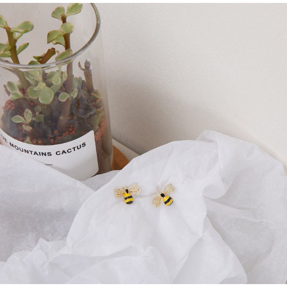 Bông tai Bạc 925 Phong Cách Hàn Quốc - BEE xinh xắn ( Cao Cấp )- ẢNH CHỤP THẬT