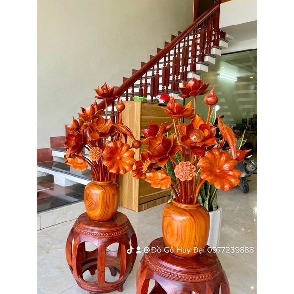 Hoa sen gỗ hương 17 cành