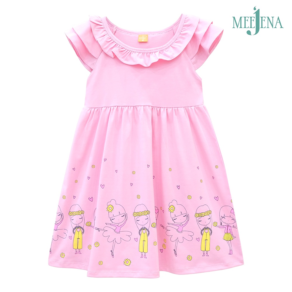 Đầm bé gái cánh tiên cổ bèo in cô gái từ 10-34 kg MEEJENA - 1779