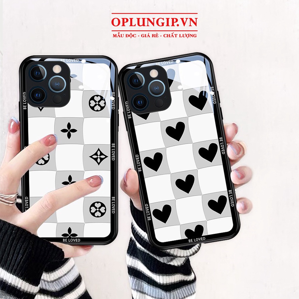 Ốp lưng kẻ caro trái tim cho iphone 13 12 pro max mini 11 14 pro max plus x r xs max 7 8 plus 6 s plus se 2020