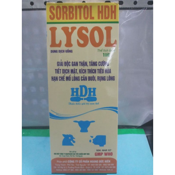 Sorbitol HDH Lysol 1L pha vào nước uống cho vật nuôi