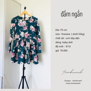 2hand đầm ngắn hoa dáng baby doll D650 tiembixanh