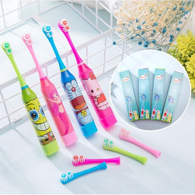 [Hàng mới về] Bàn chải điện đánh răng trẻ em có 2 đầu cọ thay thế