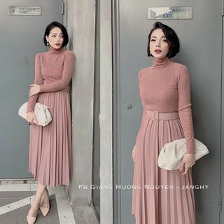 Áo len hồng cổ lọ