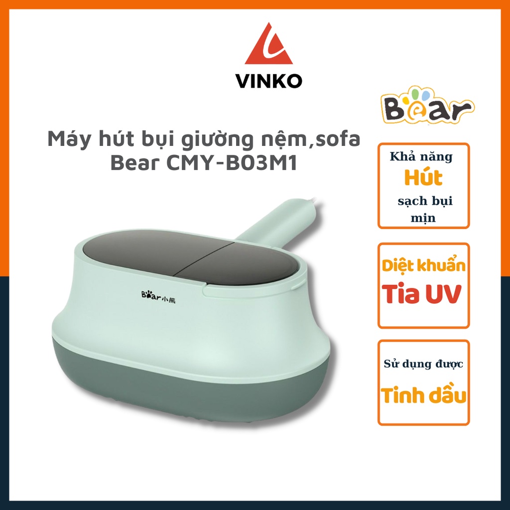 Máy hút bụi giường đệm Bear CMY-B03M1, diệt khuẩn UV và kết hợp tinh dầu thơm