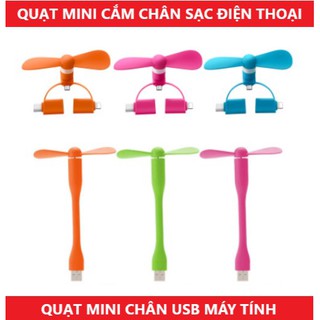 Quạt Mini Cắm Điện Thoại, Máy Tính Chân Cắm USB, Micro USB, Type C, lightning Cho Cả Điện Thoại Android, Iphone