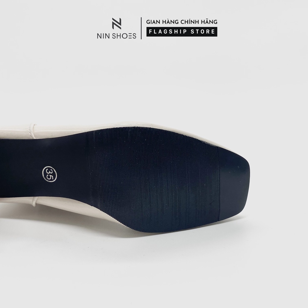 Giày Boot nữ 5p gót vuông da sần kéo khoá sau Ninshoes | BigBuy360 - bigbuy360.vn