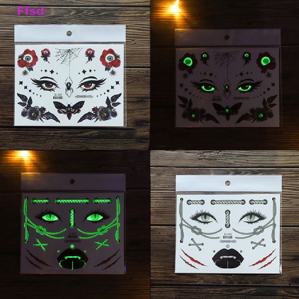 Miếng Dán Hình Xăm Tạm Thời Họa Tiết Halloween Phản Quang Độc Đáo