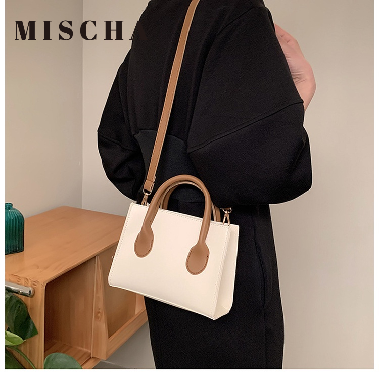 Mischa Túi Đeo Chéo Vai Hình Vuông Nhỏ Bằng Da PU Màu Tương Phản Đơn Giản Hợp Thời Trang